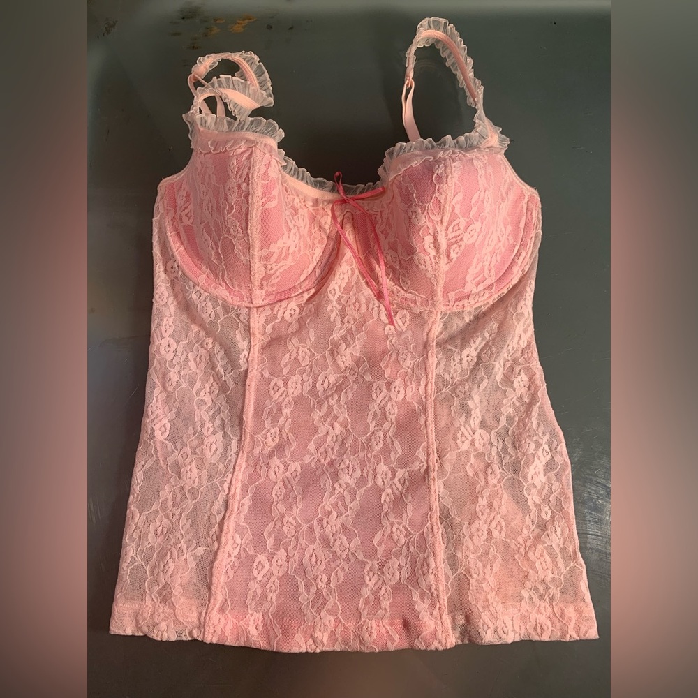 Victoria’s Secret Pink Lace Bustier Top M 54867